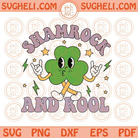 Shamrock And Roll Svg St Patricks Day Rocker Png Sublimation Retro Design Files