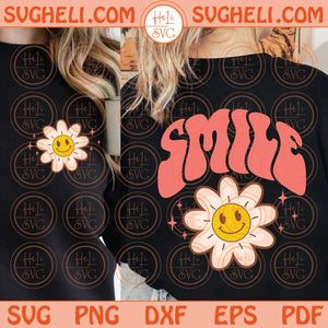 Smile Daisy Svg Retro Daisy Smiley Svg Groovy Happy Face Svg Png Dxf Eps Files