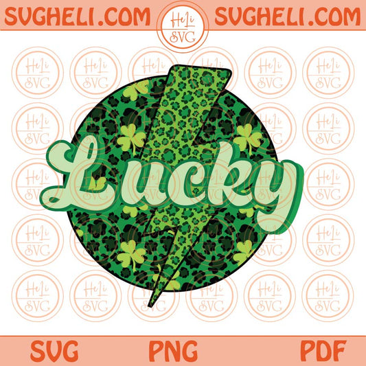 St Patricks Day Png Lucky Png Sublimation Leopard Retro Lightning Bolt Png Dxf Svg Pdf Eps Files