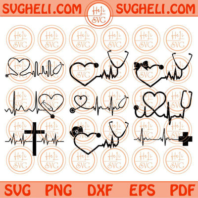 Stethoscope Svg Bundle Heart Stethoscope Heartbeat Svg Nurse Life Svg Png Dxf Eps Files