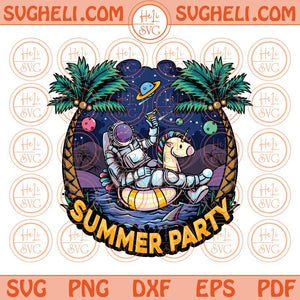 Summer Party Svg Summer Astronaut in Beach Png Sublimation Design Dxf Eps Files