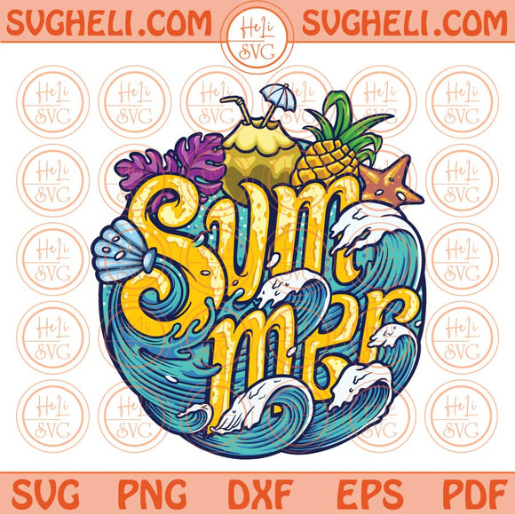 Summer Sea Svg Retro Summer Beach Png Groovy Summer Vibes Svg Png Dxf Eps Files