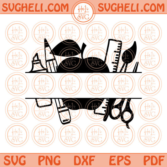 Teacher Svg Teacher Split Monogram Svg School Supplies Svg Png Dxf Pdf Eps Files