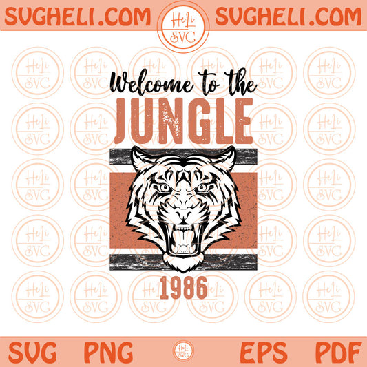 Welcome to the Jungle Svg White Bengal 1968 Vintage Style Svg Png Dxf Pdf Eps Files
