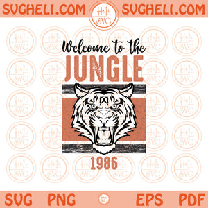 Welcome to the Jungle Svg White Bengal 1968 Vintage Style Svg Png Dxf Pdf Eps Files