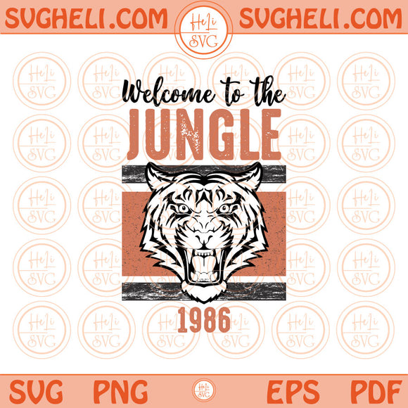 Welcome to the Jungle Svg White Bengal 1968 Vintage Style Svg Png Dxf Pdf Eps Files